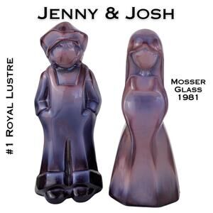 Mosser Glass Jenny & Josh Doll Royal Luster #1 1981 Purple Opaque Glass Figurine